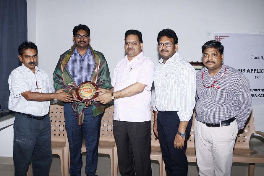 V.Rajesh Choudary felicitated by Dean Academics and Civil HOD